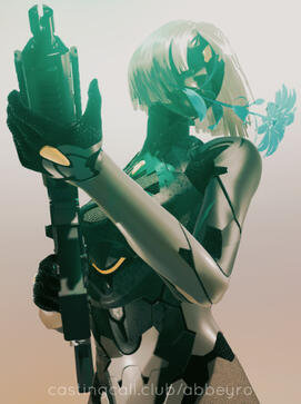 Sci-fi concept scene, rendered in MMD with ray-tracing. The model belongs to Kuroyu.