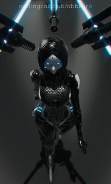 Sci-fi concept scene, rendered in MMD with ray-tracing. The models belong to Kuroyu.