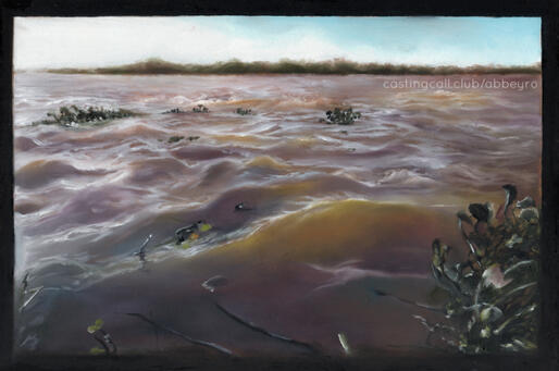 River painting, made with oils.