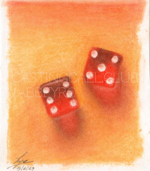 Dices study drawn with pastels.